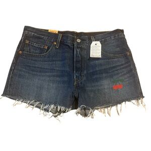 Levi’s Denim Cutoffs, Embroidered Cherry, Size 32, NWT